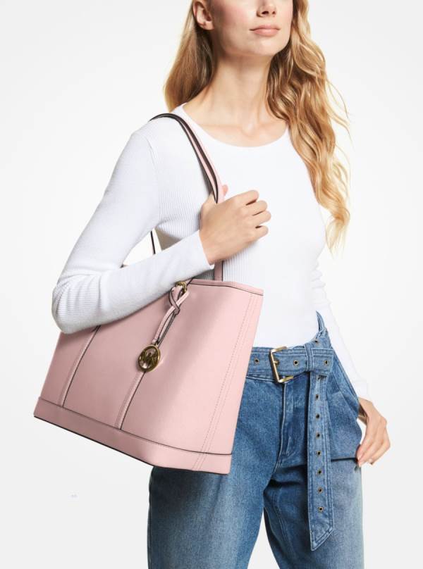 Damske Prenosná Taška Michael Kors Jet Set Travel Large Saffiano Leather Ruzove - Kabelky Michael Kors Slevy | JHGLN-6948